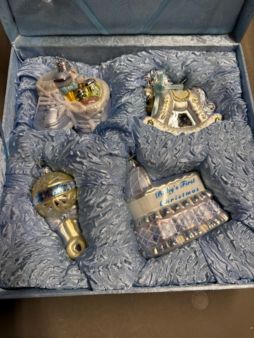 Kurt Adler Vintage Style Baby’s First Christmas Ornament Set